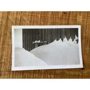 Vintage Black White Photo Snow Drifts Rustic Cabin House Handwritten Note #7